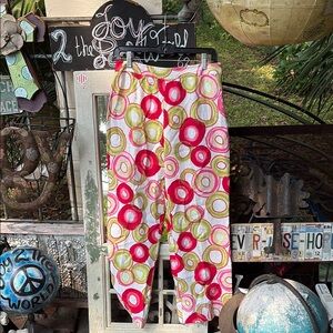 Etcetera hot pink and Green Geometric Patterned linen Pants